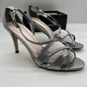 De Blossom Collection Ankle Strap Heeles Women's Size 9 Shoes Silver Shimmer